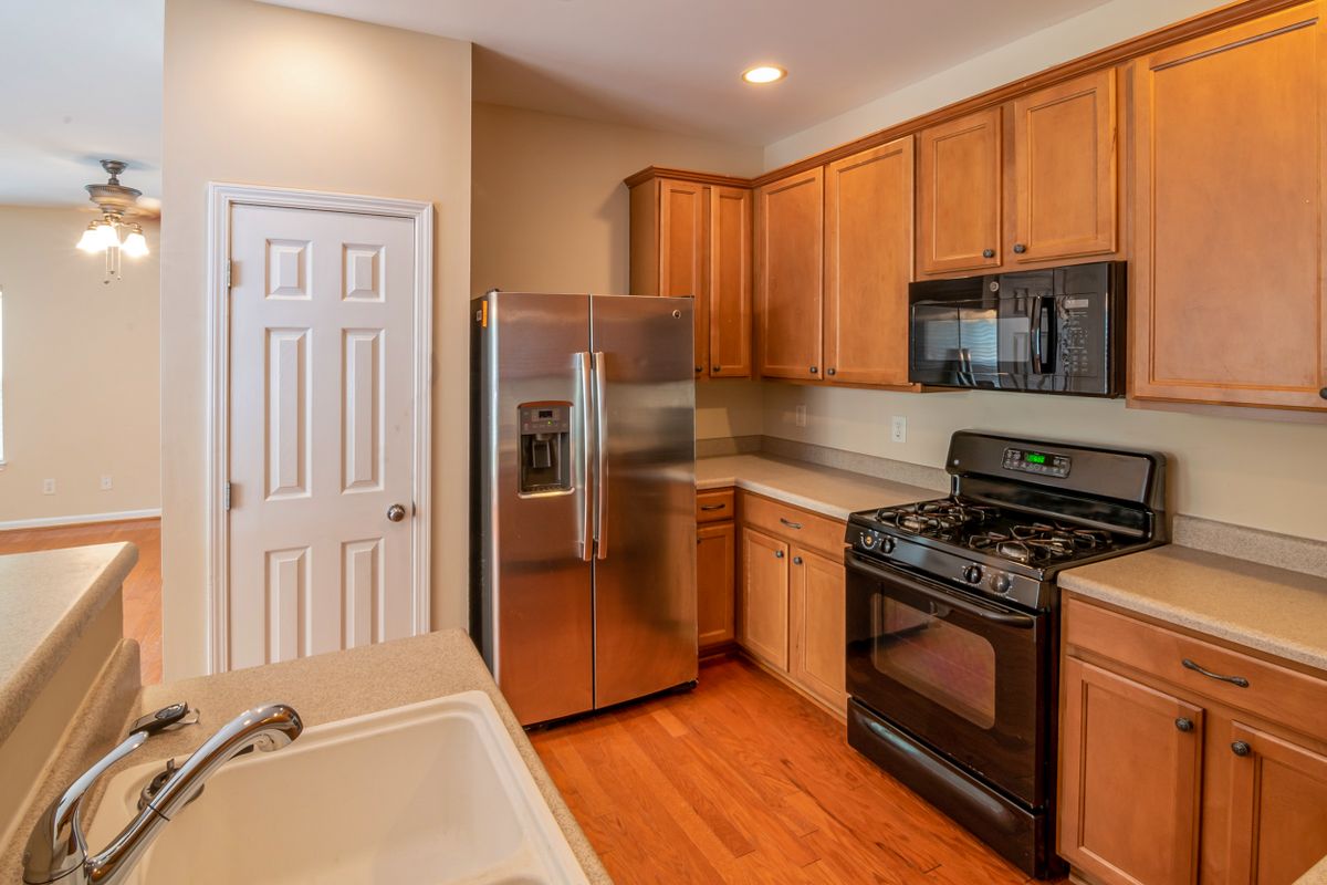 Modern kitchen with stainless steel appliances area